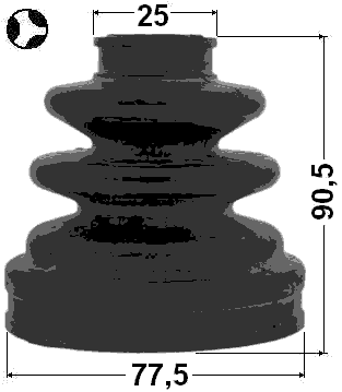 0115-ACA20RT - BOOT INNER CV JOINT KIT 90.5X77.5X25