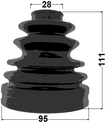 0117-KDN165 - BOOT OUTER CV JOINT KIT 95X111X28