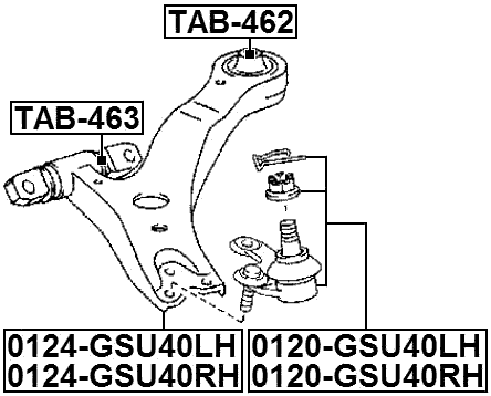 0120-GSU40LH - FRONT LOWER BALL JOINT LEFT