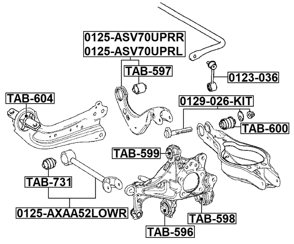 0125-AXAA52LOWR - REAR LOWER TRANSVERSE LINK