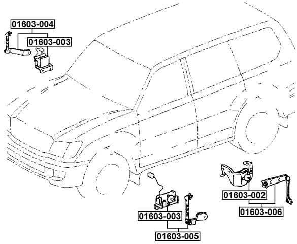 01603-005 - LEVEL SENSOR, FRONT LEFT (WITH BRACKET, WITH LINK, WITH WIRING)