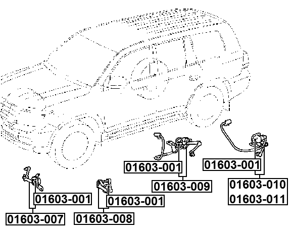 01603-009 - LEVEL SENSOR, REAR RIGHT (WITH BRACKET, WITH LINK, WITH WIRING)