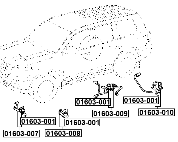 01603-010 - LEVEL SENSOR, REAR LEFT (WITH BRACKET, WITH LINK, WITH WIRING)