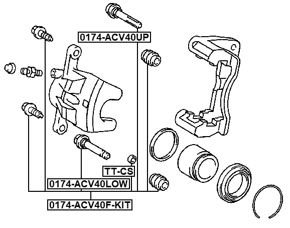 0174-ACV40F-KIT - FRONT CALIPER SLIDE PIN KIT