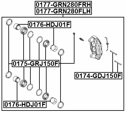 0174-GDJ150F - FRONT CALIPER SLIDE PIN