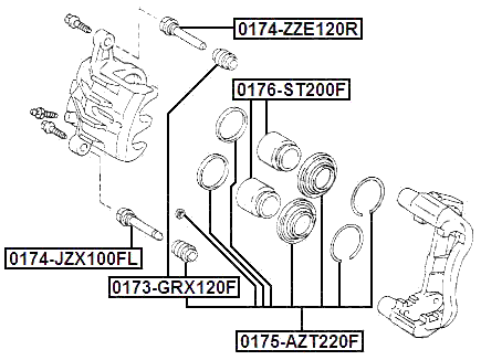 0175-AZT220F - FRONT BRAKE CALIPER REPAIR KIT (SET FOR TWO SIDES)