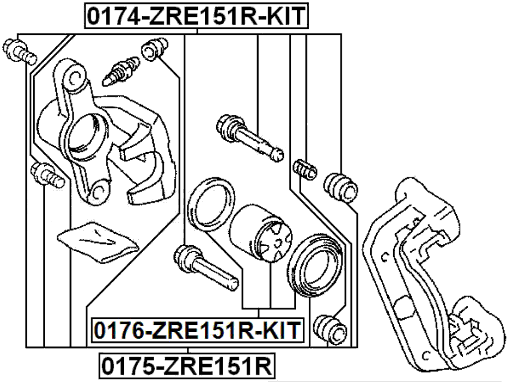 0176-ZRE151R-KIT - REPAIR KIT, REAR CALIPER PISTON WITH MECHANISM D36