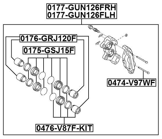 0177-GUN126FRH - FRONT RIGHT BRAKE CALIPER ASSEMBLY