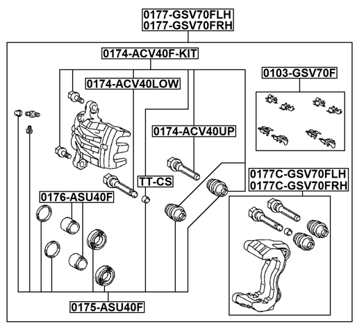 0177C-GSV70FRH - FRONT RIGHT BRAKE CALIPER BRACKET CARRIER (WITH SLIDE PINS)