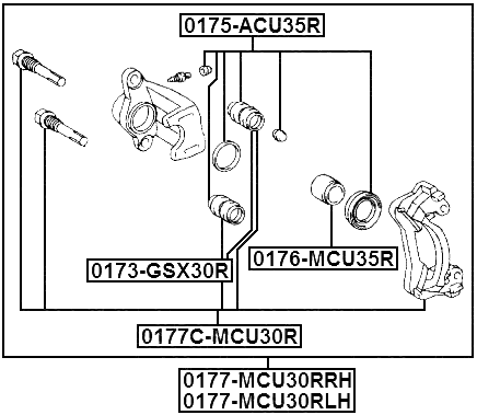 0177C-MCU30R - REAR BRAKE CALIPER BRACKET CARRIER SET