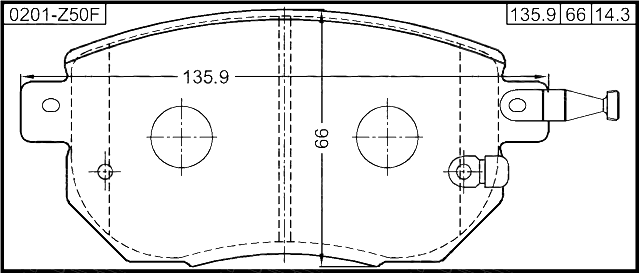 0201-Z50F - PAD KIT, DISC BRAKE, FRONT (WITH ANTI-RATTLE SPRING)