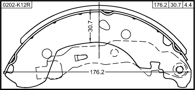 0202-K12R - SHOE KIT, REAR BRAKE - KIT (WITH PARKING BRAKE LEVER, WITH SPRINGS)
