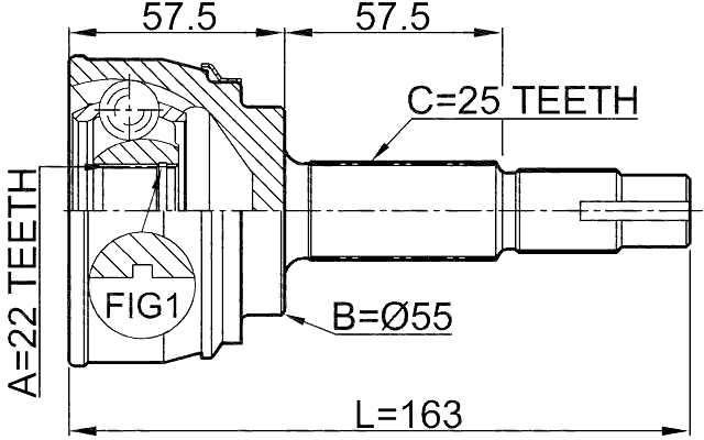 0210-060 - OUTER CV JOINT 22X55X25