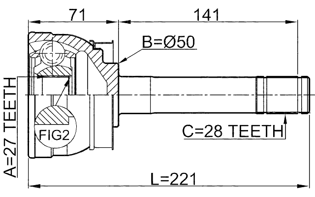 0210-064 - OUTER CV JOINT 27X50X28