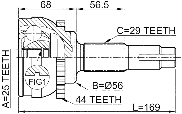 0210-069A44 - OUTER CV JOINT 25X56X29