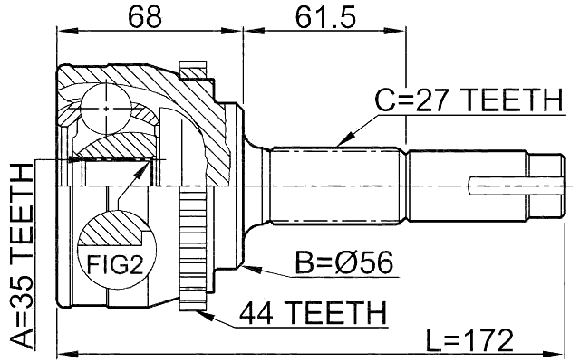 0210-070A44 - OUTER CV JOINT 35X56X27