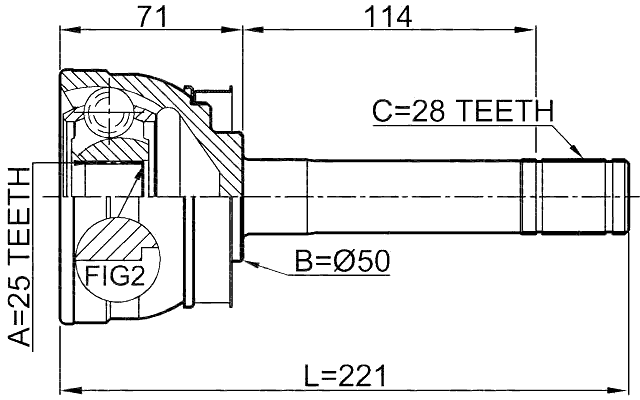 0210-071 - OUTER CV JOINT 25X50X28