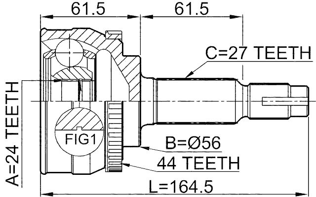 0210-078A44 - OUTER CV JOINT 24X56X27