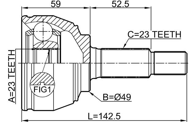 0210-E11E - OUTER CV JOINT 23X49X23