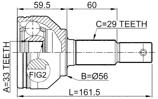 0210-J1016 - OUTER CV JOINT 33X56X29