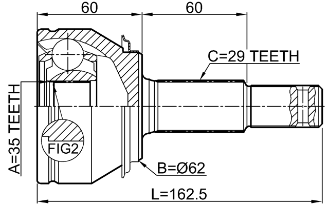 0210-J1120 - OUTER CV JOINT 35X62X29