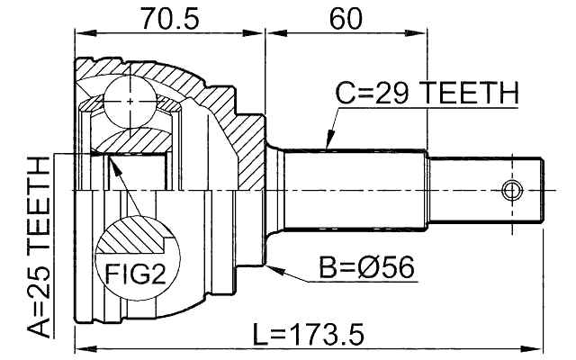 0210-J31 - OUTER CV JOINT 25X56X29