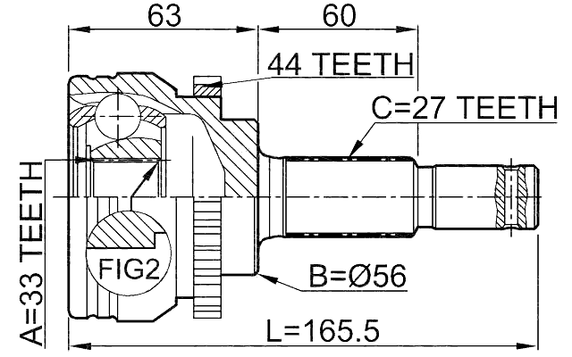 0210-L31A44 - OUTER CV JOINT 33X56X27