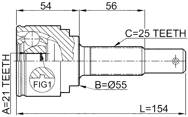 0210-QG15 - OUTER CV JOINT 21X55X25