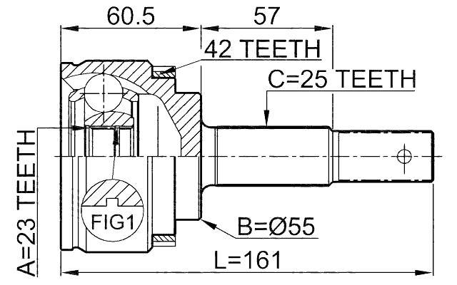0210-QG18A42 - OUTER CV JOINT 23X55X25