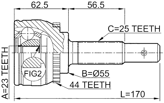 0210-QG18DEA44 - OUTER CV JOINT 23X55X25