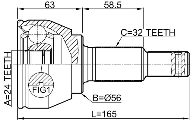 0210-QR25DE - OUTER CV JOINT 24X56X32