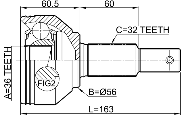0210-R52VQ35 - OUTER CV JOINT 36X56X32