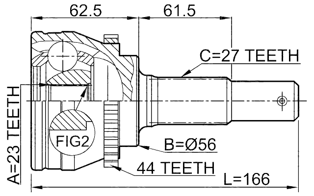 0210-V10A44 - OUTER CV JOINT 23X56X27