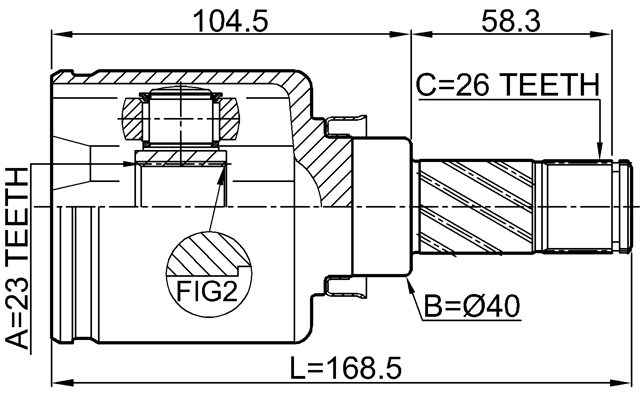 0211-C11LH - INNER CV JOINT LEFT 23X40X26