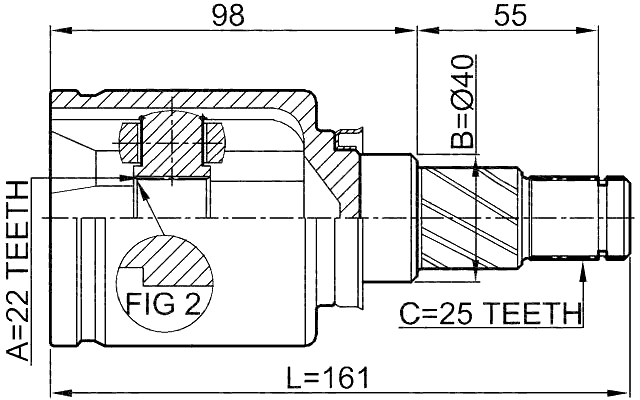 0211-C11X - INNER CV JOINT 22X40X25
