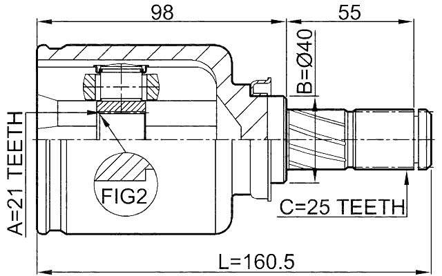 0211-E11AT - INNER CV JOINT 21X40X25