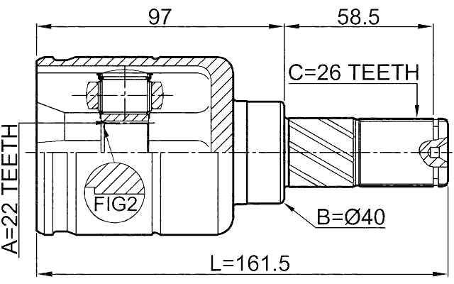 0211-E11MT16 - INNER CV JOINT 22X40X26