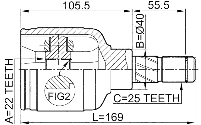 0211-EP16 - INNER CV JOINT 22X40X25