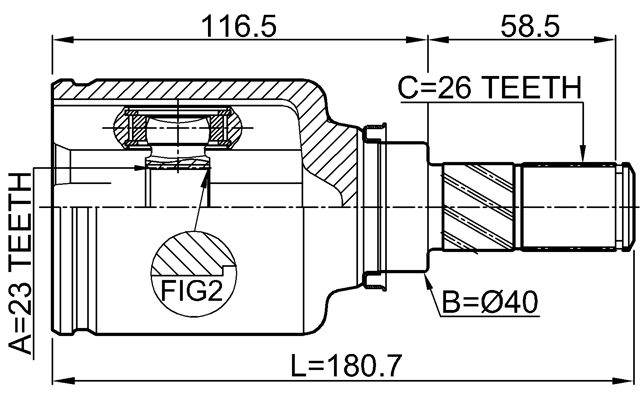 0211-F15E - INNER CV JOINT 23X40X26