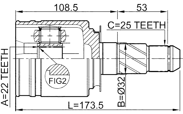 0211-FX35RH - INNER CV JOINT RIGHT 22X32X25