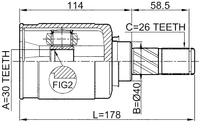 0211-J1016LH - INNER CV JOINT LEFT 30X40X26