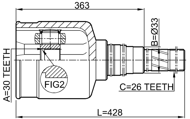 0211-J1016RH - INNER CV JOINT RIGHT 30X43X26