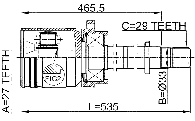 0211-J31RH - INNER CV JOINT RIGHT 27X33X29