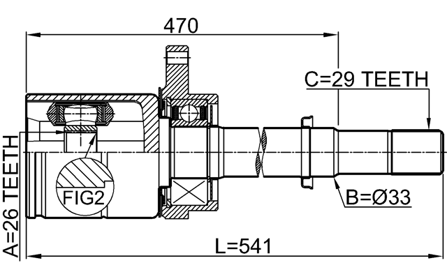 0211-J31VQ35RH - INNER CV JOINT RIGHT 26X33X29