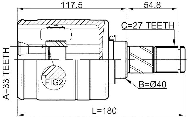 0211-JJ10ELH - INNER CV JOINT LEFT 33X40X27