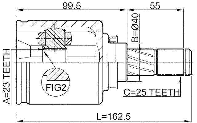0211-JP16 - INNER CV JOINT 23X40X25