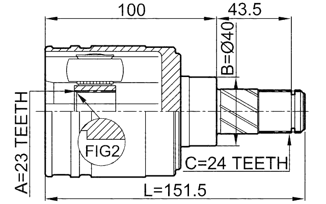 0211-N16JP - INNER CV JOINT 23X40X24