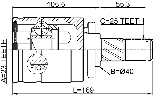 0211-P10LH - INNER CV JOINT LEFT 23X40X25