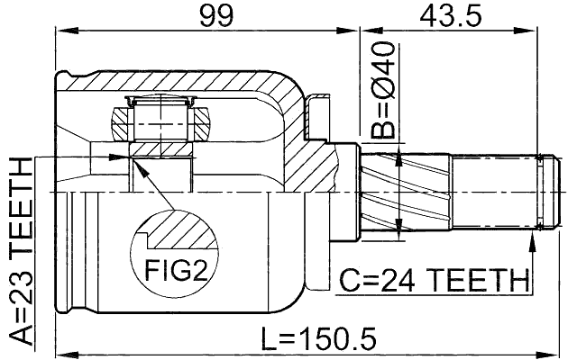 0211-P12QG16 - INNER CV JOINT 23X40X24