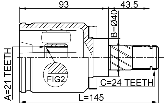 0211-QG15 - INNER CV JOINT 21X40X24